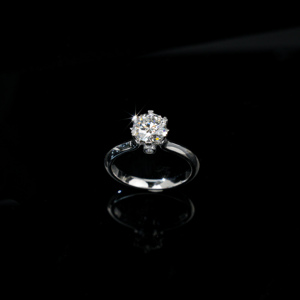 Bague de mariage en argent 925 avec diamant de laboratoire rond serti griffe, plaqué rhodium, haute qualité, abordable - Product Image 3