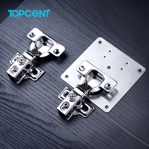 Topcent Overlay Face 105 Degree 4-Ways 2-Cam Adjustment Concealed Hinge Kitchen Cabinet Soft Close Door Hinges With Screws