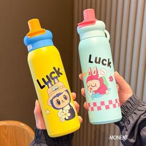 Cartoon Portable Direct Drinking Cup Stainless Steel Tumbler <b>Large</b> Capacity With Straw For Students Back To School - Product Image 2