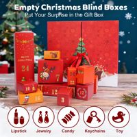 Vente en gros Boîte-cadeau surprise créative avec calendrier compte à rebours de Noël Arbre de Noël imprimé petit dossier en carton pour cadeau alimentaire