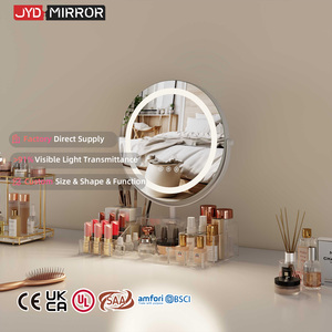 Manufacturers Custom Logo <strong>White</strong> Make up Lighted Desktop Cosmetic Led Makeup Organiser Light Round Vanity <strong>Mirror</strong> <strong>With</strong> Storage Box - Product Image 1