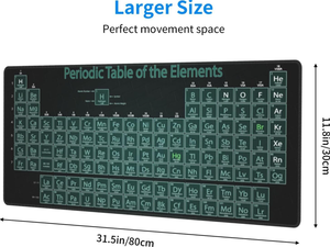 Alfombrilla de Ratón XL con Diseño de la <span class=keywords><strong>Tabla</strong></span> Periódica de los Elementos, Negra, Blanca y Verde, Base de Goma Antideslizante, Bordes Cosidos, para Juegos de PC, 31.5 x 11.8 Pulgadas - Product Image 5