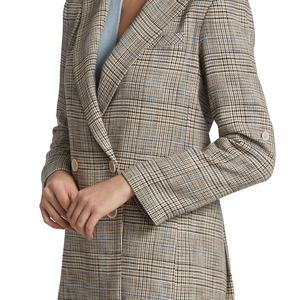 Trajes de tartán simples clásicos Blazer de mujer de doble botonadura de manga larga elegante traje informal de señora Blazers de oficina - Product Image 2