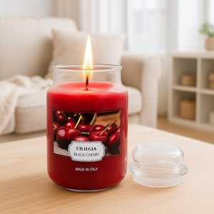 Scented Glass Jar <b>Candles</b> 510g Black Cherry 3 <b>Large</b> Jars Made In Italy - Product Image 5