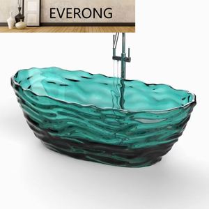 Baignoire transparente en résine de différentes couleurs Baignoire indépendante en résine de surface solide Baignoire bleue indépendante en résine semi-transparente - Product Image 1