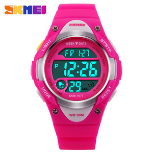 Skmei Digital Watch Skm-1077 Pink Kids Sport Watch With Light And Alarm Waterproof 50M - Product Image 1