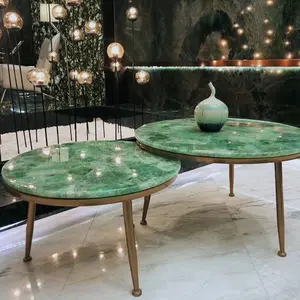 Lussuoso schienale in pietra preziosa pietra semipreziosa quarzo verde quarzo verde cristallo tavolo da pranzo tavolino da pranzo