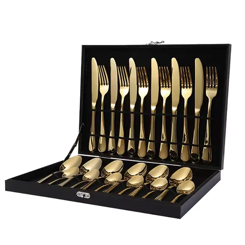 Stainless Steel Juegos de Cubiertos Knife Fork Spoon Gold Silverware Kitchen Einweg Edelstahl Besteck Cutlery Set