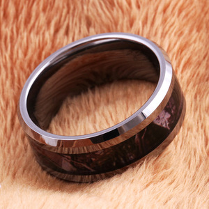 <b>Tungsten</b> Steel Men's Ring 8MM Camouflage Inlay Unisex Fashion Jewelry Gift - Product Image 3