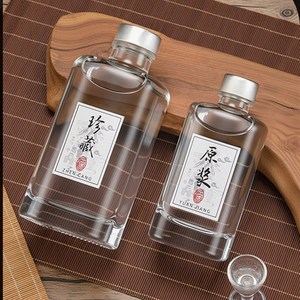 Clear Glass Liquor Bottle for Vodka Whiskey <strong>Gin</strong> Rum Tequila Spirits Wine Brandy Alcohol With Screw Cap 250ml 500 ml 8 oz 16 oz - Product Image 5