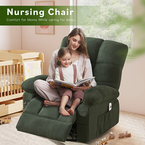 Sillón Reclinable Giratorio de Masaje Moderno con Patas de Madera y Metal, Vibración, Calefacción Lumbar, para Adultos, 350 Libras, Sillón Individual Extra Grande - Product Image 5