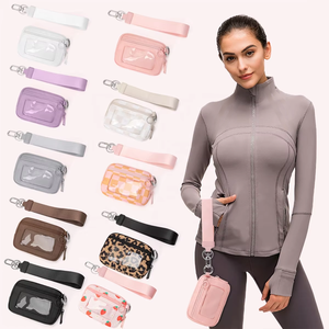 Portefeuille double pochette zippé pour femme, mini porte-monnaie portable, pochette de poignet, porte-clés portable avec pochette à monnaie - Product Image 1