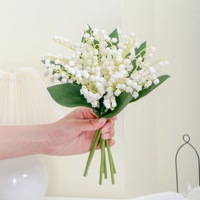 Buket Bunga Lily of the Valley Buatan Realistis Grosir, Sentuhan Lembut, Bunga Lonceng Putih untuk Dekorasi Rumah, Pernikahan, Hotel