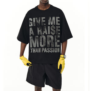 Camiseta de Algodón 100% con Cuello Redondo Extra Grande, Diseño de Letras con Serigrafía de Logotipo Personalizado, Tejido de Punto Grueso de 200 g/m², Personalizable - Product Image 6