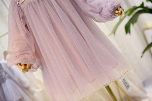 Bebé niña encaje vestido flor manga larga liso niños vestidos de la princesa la escuela los niños boutiques venta al por mayor - Product Image 6