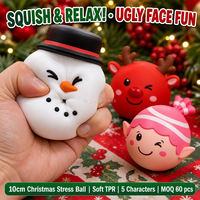 Southpeak Toy Boule anti-stress de Noël à visages moches, 5 personnages, 10 cm, en TPR souple, à personnaliser (Renne, Bonhomme de neige, Elfe, Homme en pain d'épices), MOQ60 WS