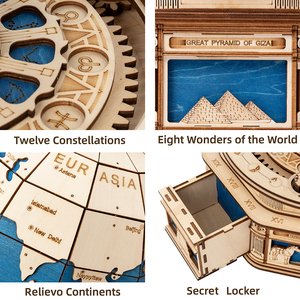 Robotime Rokr DIY Bois Artisanat Jouet ST002 Le <span class=keywords><strong>Globe</strong></span> Modèle <span class=keywords><strong>3D</strong></span> Puzzles En Bois Pour Adultes - Product Image 3