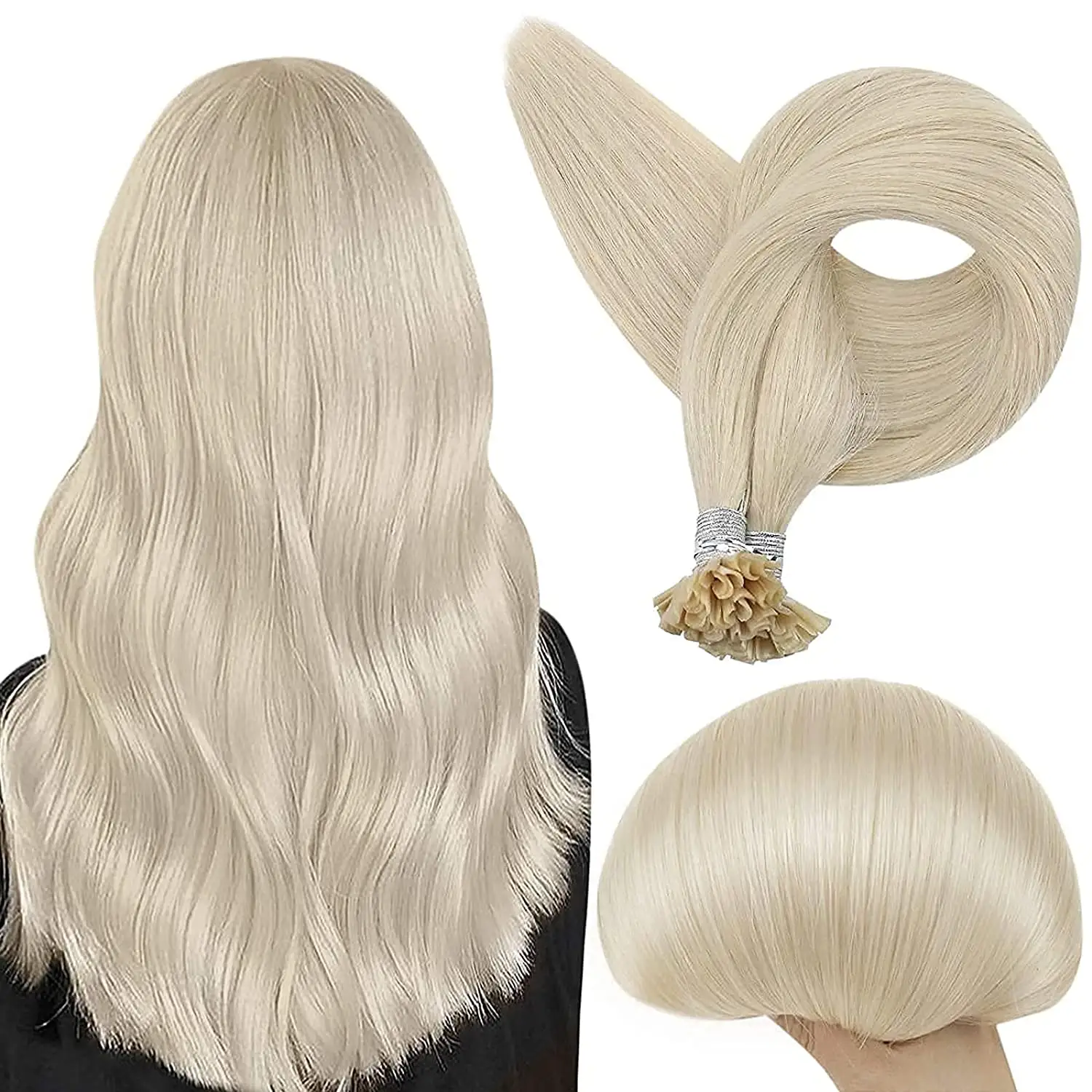 Russische U Tip Hair Extensions Menselijk Haar Rechte Platina Blonde Prebonded Italiaanse Keratine 100% Remy Nail Tip Keratine Haarstukje