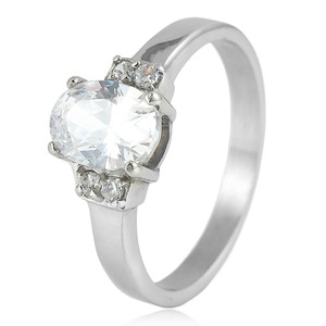 yunnique Stainless Steel Wedding <b>Ring</b> Silver <b>Titanium</b> Steel Claw Setting Engagement <b>Ring</b> Unisex Jewelry - Product Image 1