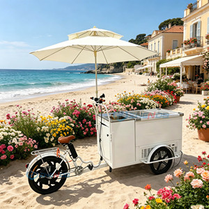Carrito de Comida Personalizado de la Fábrica Zhenda, Moderno, de Tres Ruedas, de Acero Inoxidable, con Congelador, Velocidad de 30 km/h, Remolque de Comida Blanco - Product Image 1