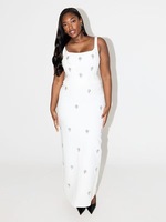 Ensemble deux pièces de luxe pour femme : haut corset à col carré orné de cristaux et jupe longue taille haute – Robe de soirée