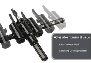 Meilleur Kit de coupe de foret de scie <span class=keywords><strong>circulaire</strong></span> en métal et bois réglable, outil de bricolage avec lame en alliage noir - Product Image 5