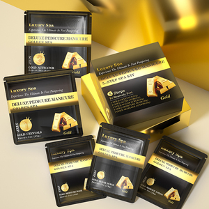 Kit de <span class=keywords><strong>Pedicura</strong></span> Spa Dorado Orgánico al por Mayor Deluxe de Lujo para Salón de <span class=keywords><strong>Manicura</strong></span> <span class=keywords><strong>y</strong></span> <span class=keywords><strong>Pedicura</strong></span> 5 en 1 Set de Productos para el Cuidado de Pies de Bajo MOQ - Product Image 2
