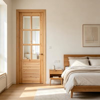 Porte intérieure en bois de cèdre massif avec persiennes en verre, porte de chambre en bois naturel pour la décoration de la maison