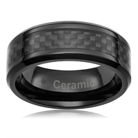 Fabriqué en Chine Bague en céramique de zircone incrustation de fibre de carbone noire 8mm Anneaux en céramique noire pour la décoration