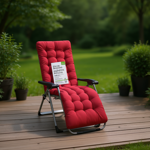 เบาะรองนั่งเก้าอี้เอนนอนกลางแจ้งสีแดง ผ้าโพลีเอสเตอร์แบบเย็บติดกัน ถอดซักได้ ใช้ได้ทุกฤดู - Product Image 2