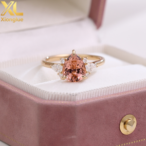 Anillo de Lujo Vintage de Oro y Plata 925 con Gema Sintética en Forma de Pera de 3 Quilates para Mujer - Product Image 3