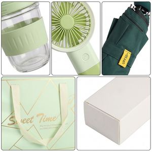 Luxury Summer 3 1 Corporate Gift Set Handheld Fan UPF50+ Folding Umbrella Plastic Water <b>Cup</b> Custom Logo Bulk Wholesale Gift - Product Image 2