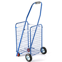 Chariot utilitaire en acier au carbone, revêtement en poudre, non pliable, multifonction, chariot de supermarché, chariot à main, roues universelles en PP