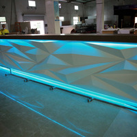 Lumières LED bleues pour boîte de nuit, bar à domicile, comptoir, table en Corian, surface solide blanche et marron, mobilier commercial moderne pour restaurant et centre commercial