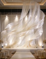 Qq455 Fleurs géantes en soie faites à la main personnalisées Installation artistique pour la décoration de plafond de scène de mariage