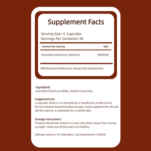Integratore Premium di Colostro Bovino - Capsule da 2000mg da Pascolo, 30 Dosi - Product Image 4