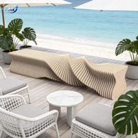 Banc en bois massif paramétrique, mobilier extérieur moderne, banc de loisirs découpé CNC pour parcs, hôpitaux, écoles, hôtels et aménagements paysagers