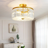 Plafonnier LED moderne et économique en fer, cristal et acrylique, finition dorée, garantie 2 ans, certifié RoHS, chambre à coucher, salon