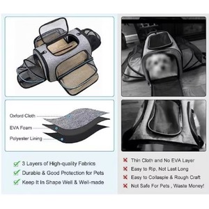 Free Sample Pet <b>Carrier</b> 4 Sides Expandable Pet <b>Carrier</b> <b>Soft</b>-Sided Dog <b>Cat</b> <b>Carrier</b> Travel Bag with Shoulder Strap Fleece Pet - Product Image 2