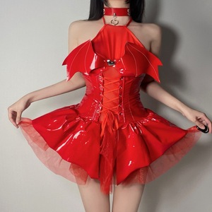 Lencería sexy de PU brillante con tirantes, tutú de bruja, vestido transparente de malla, conjunto de disfraz de cosplay, conjunto fino - Product Image 6