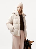 Veste d'hiver courte matelassée pour femme Pioneer Camp avec capuche, imperméable, chaude, style doudoune, manteau bouffant, vêtement d'extérieur