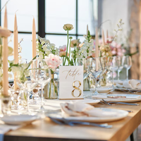 Numéros de table en acrylique blanc avec miroir doré 3D, décorations de mariage, numéros de table avec supports, numéros de table en acrylique avec miroir pour la décoration de mariage