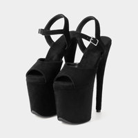 Autres sandales sexy à plateforme de 20 cm, style européen et américain, pour boîte de nuit, défilé, danse sur barre, avec bride à boucle et semelle extérieure en caoutchouc