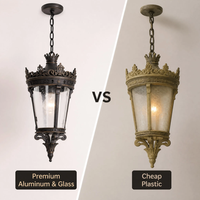 Lampu Gantung Lentera 2 Lampu Aluminium Kaca Vintage Industrial untuk Dapur, Ruang Makan, Lorong, Pintu Masuk, Ruang Tamu