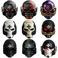 Casque de moto demi-coque personnalisé avec masque amovible, style gothique, en cuir noir mat, pour motard, Warhammer, chevalier, cyberpunk