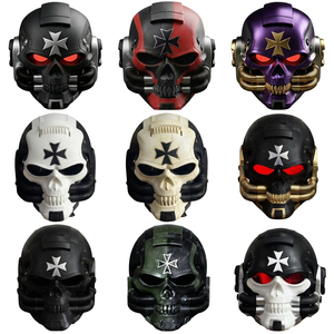 Casque de <span class=keywords><strong>moto</strong></span> demi-coque personnalisé avec <span class=keywords><strong>masque</strong></span> amovible, style gothique, en <span class=keywords><strong>cuir</strong></span> noir mat, pour motard, Warhammer, chevalier, cyberpunk - Product Image 6