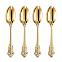 Ensemble de cuillères de luxe baroque en acier inoxydable 304, poli miroir, pour café et thé, idéal pour mariages et restaurants