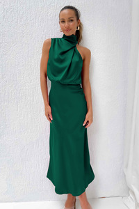 Robe longue élégante en satin de soie pour femmes, sans manches, de haute qualité, respirante, tissée, idéale pour les soirées estivales et les clubs - Product Image 5