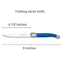 Haute qualité 6 pièces en acier inoxydable Laguiole pliant couteau à Steak ensemble élégant métal Design PP poignée Chefs alimentaire acheteurs commerciaux