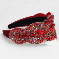 Serre-tête tendance baroque européen et américain, richement orné de strass en verre vert, accessoire de cheveux haut de gamme personnalisé pour soirée dansante